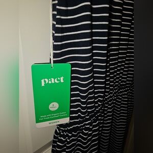 Pact Blue Navy and White Striped Dress